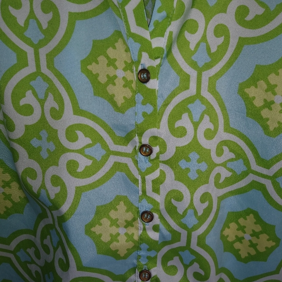 BUCKHEAD BETTIES Lime Turquoise Top S - Picture 3 of 7